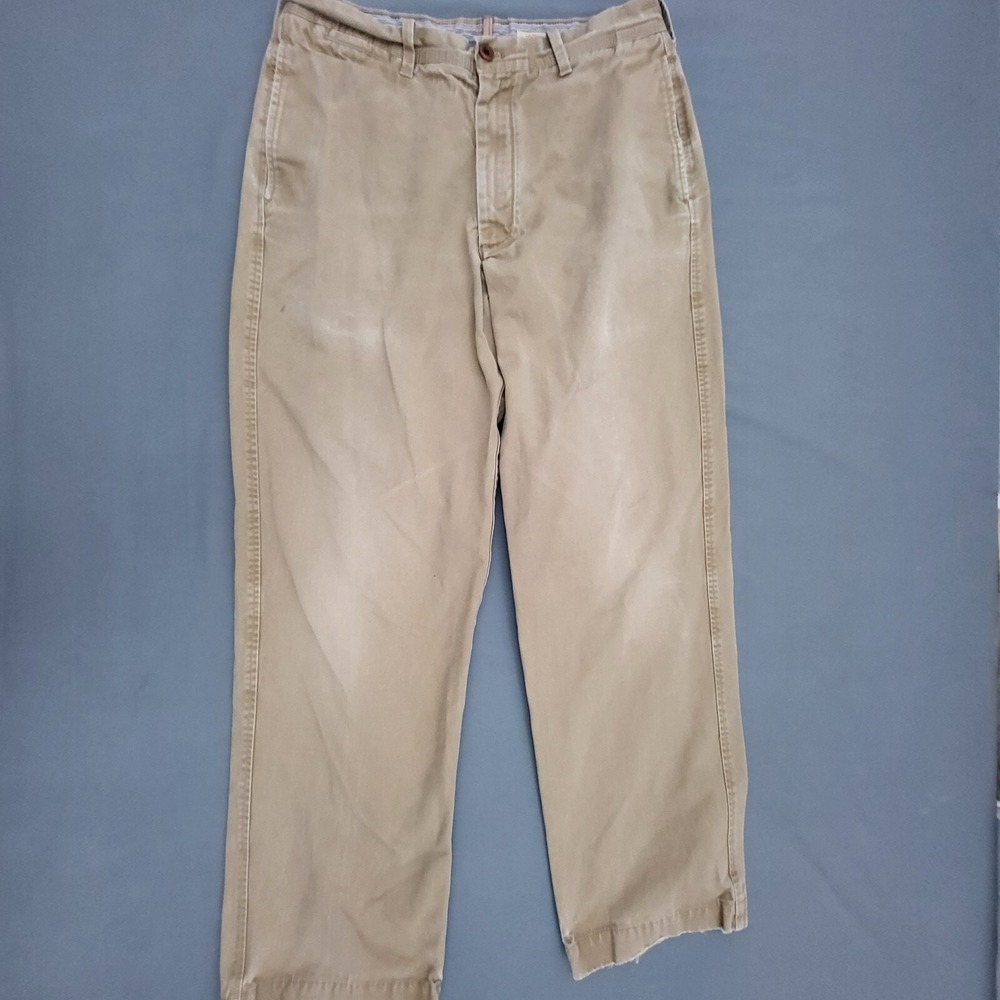 Timberland Pants Mens Size 34 Straight Fit Chino High Rise Pockets Zip Tan *